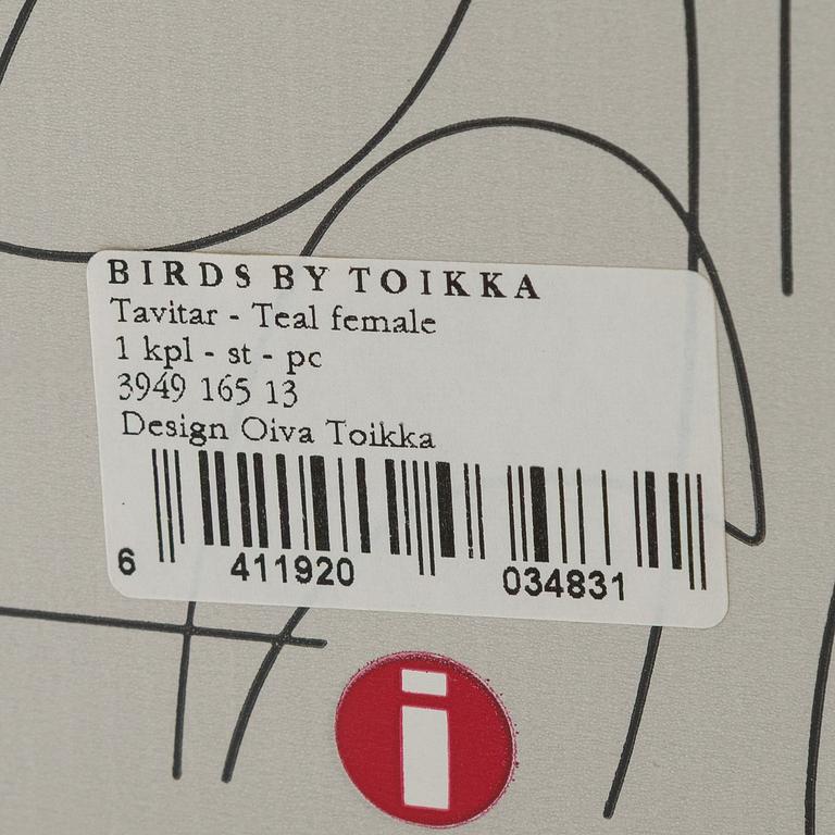 Oiva Toikka, a 'Teal Female' glass bird, signed O. Toikka Nuutajärvi.