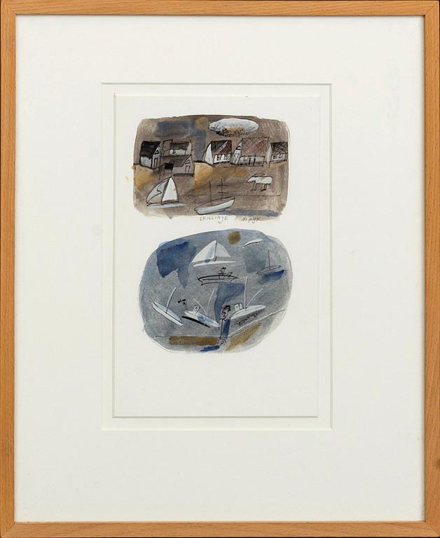 MADELEINE PYK, akvarell, "Skillinge", signerad.