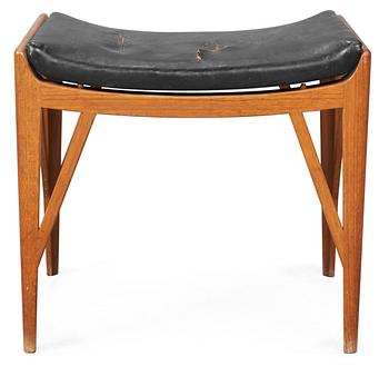 899. A Carl-Axel Acking teak and black leather stool probably by Åhmans Möbelfabrik, Åhus 1950-60's.