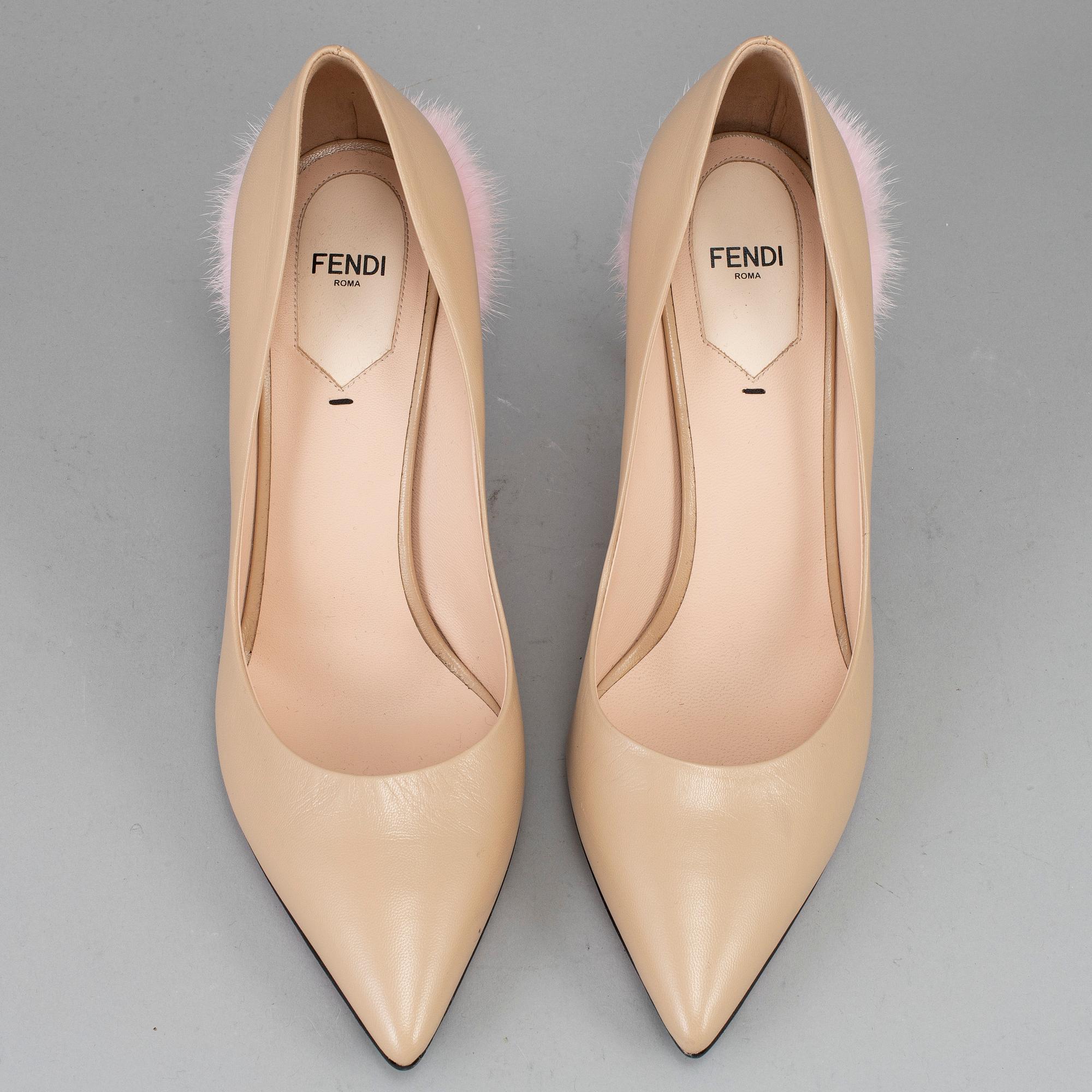 FENDI, a pair of leather hight heel shoes, size 40.