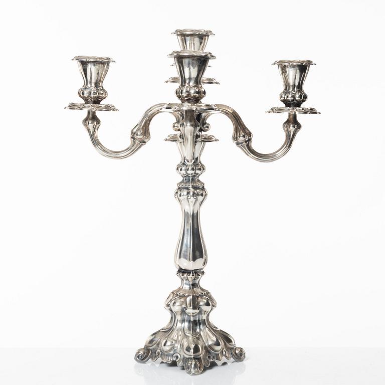 A silver candelabrum, marks of Kultakeskus Oy, Hämeenlinna, Finland 1965.