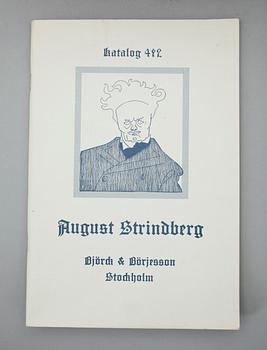 BOKPARTI OM OCH AV AUGUST STRINDBERG, 8 vol+2 häften, bla "Sagor", av August Strindberg, Stockholm 1915.