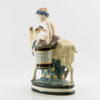 Wilhelm Süs figurine "Ziegenreiter" Karlsruhe State Majolica Manufactory AG first half of the 20th century.