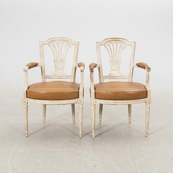 Armchairs, a pair in the Louis XVI style, second half of the 20th century.