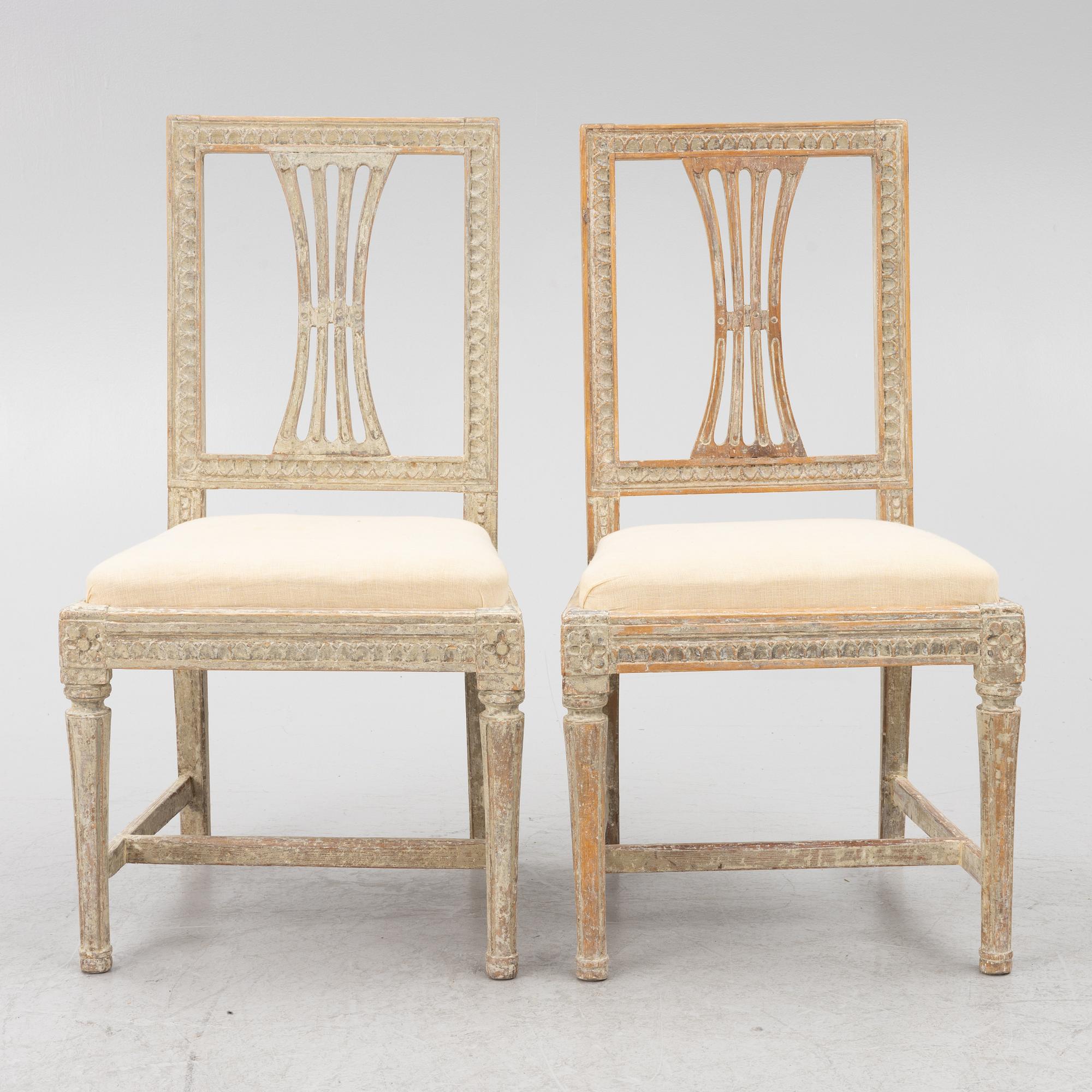A pair of late Gustavian chairs, Lindome, circa 1800.
