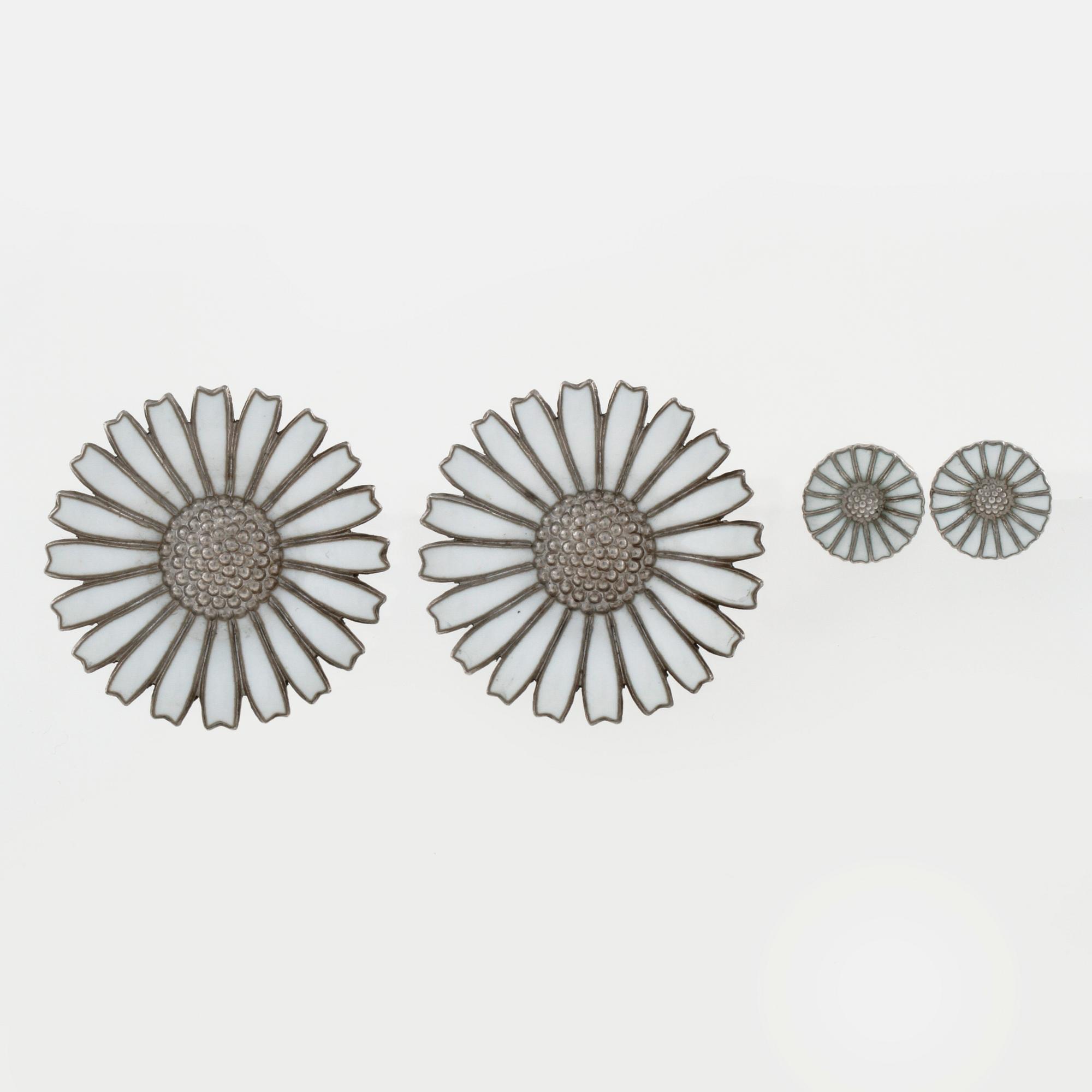 Two pair of "Daisy" earrings by Georg Jensen.