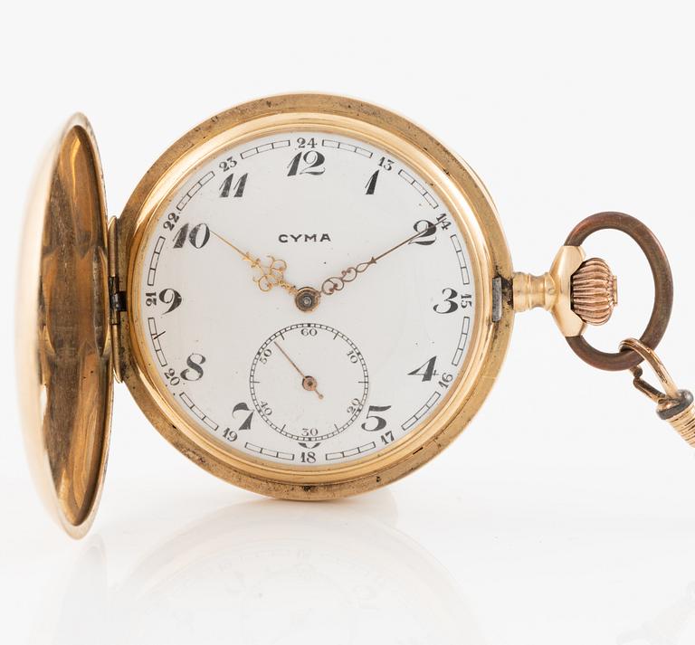 Cyma, pocket watch, hunter, 50 mm.