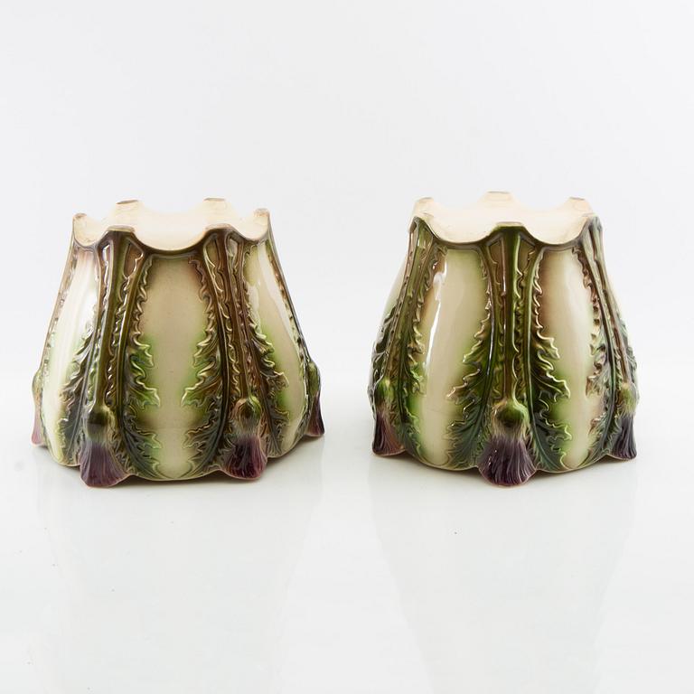 Outer casing a pair of Art Nouveau, Saint Clement France early 20th century stoneware.