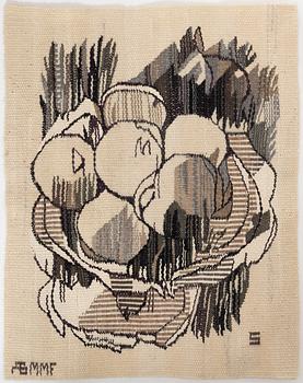 Barbro Sprinchorn, a textile, 'Fruktskålen' tapestry variant, c. 45 x 38 cm, signed AB MMF S.