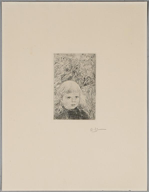 CARL LARSSON, etsning, monogramsignerad.