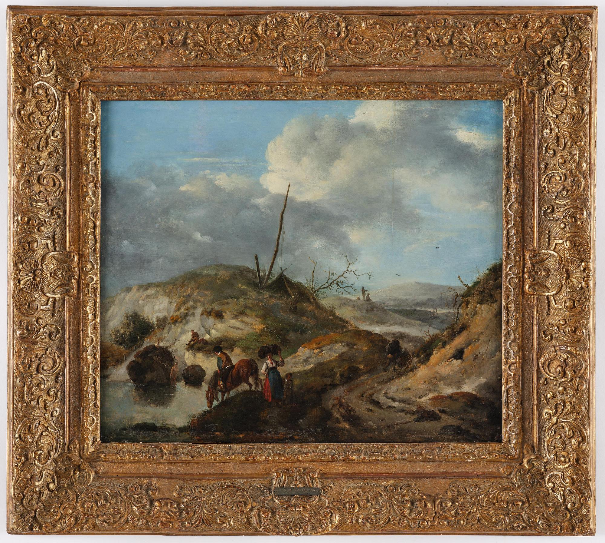 Jan Wijnants, attributed to, Dune landscape with figures.