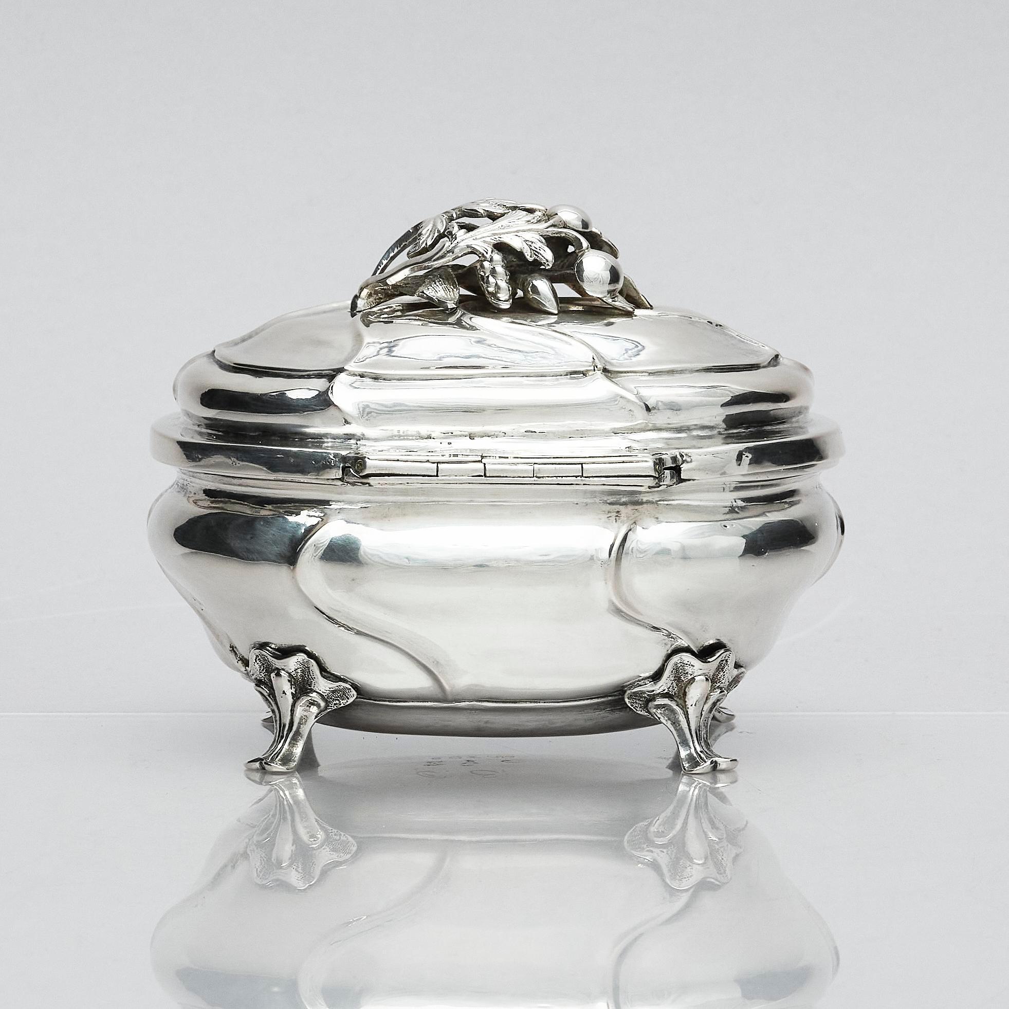 A Swedish Rococo 18th Century silver sugar-casket, marks of Petter Davidsson, Norrköping 1750.