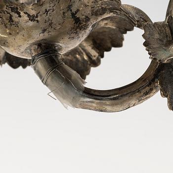 Candelabrum, nickel silver, Rococo style, circa 1900.