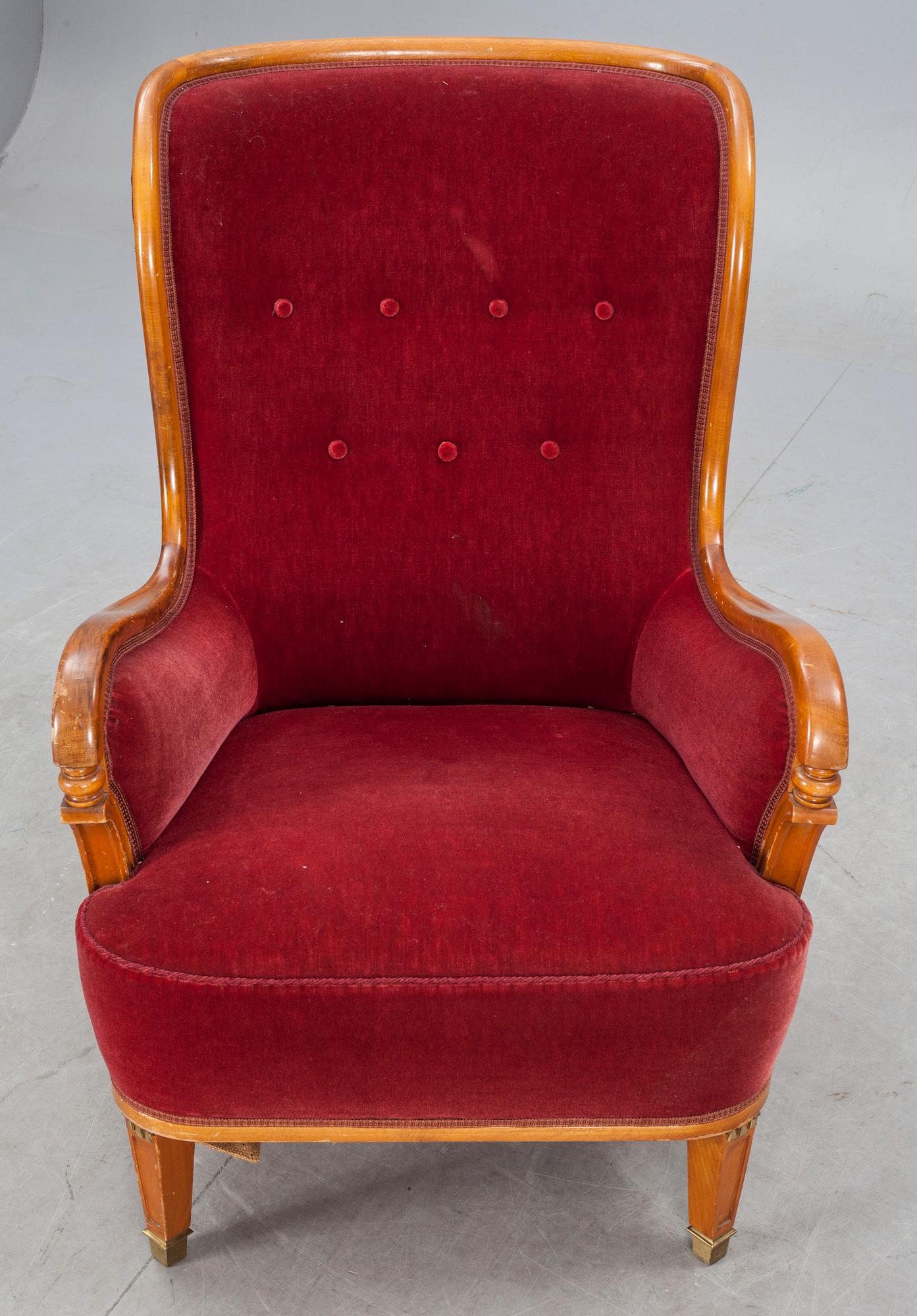 FÅTÖLJ, empirestil. 1900-talets första hälft.