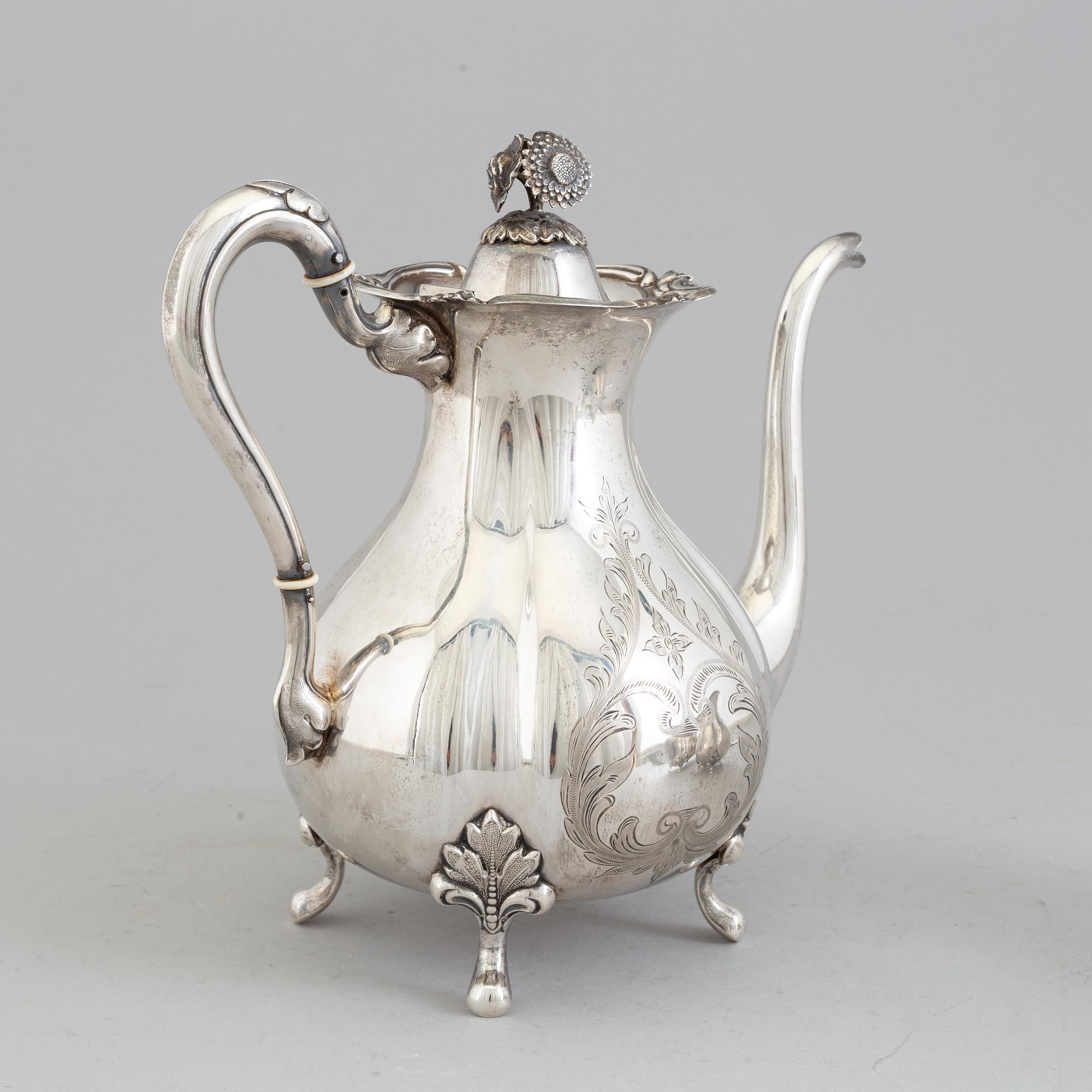 KAFFESERVIS, 3 delar , silver. GAB, Stockholm, 1937.
