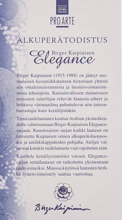 Birger Kaipiainen, fat, porslin, "Elegance/5 ", Birger Kaipiainen, Arabia, numrerad 504. Pro Arte.