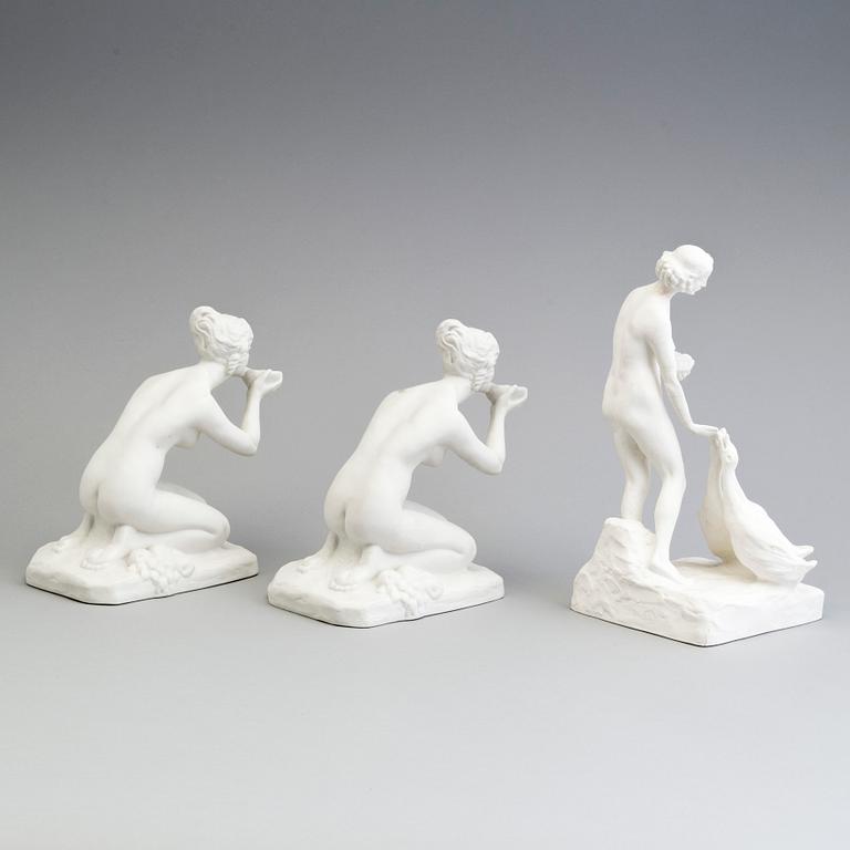 FIGURER, 3 st, parian, Gustafsberg, tidigt 1900-tal, en omärkt.