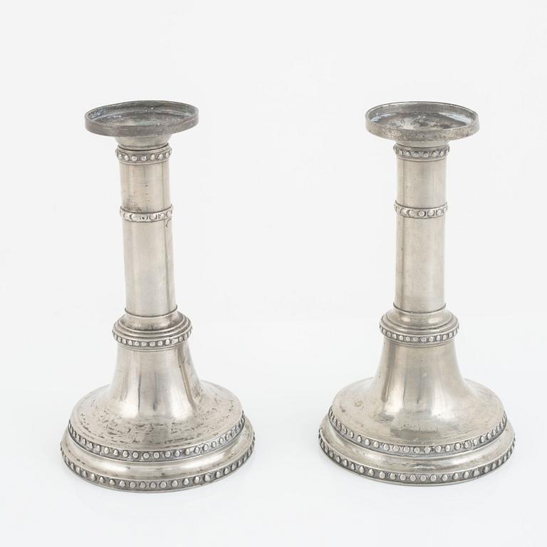 A pair of late Gustavian candlesticks, circa 1900.