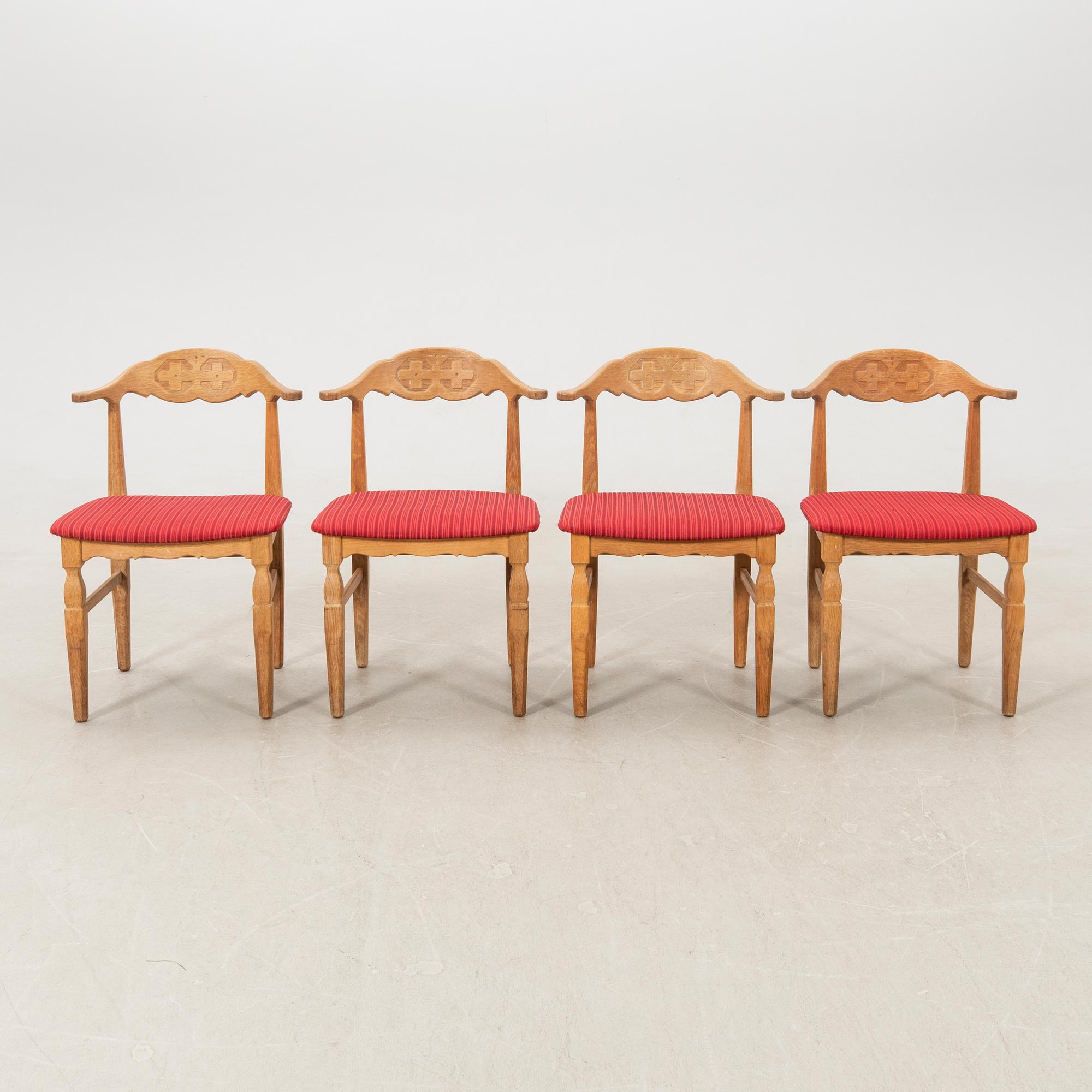Henning Kjærnulf chairs/armchairs 4 pcs EG møbler Denmark 1960s/70s.
