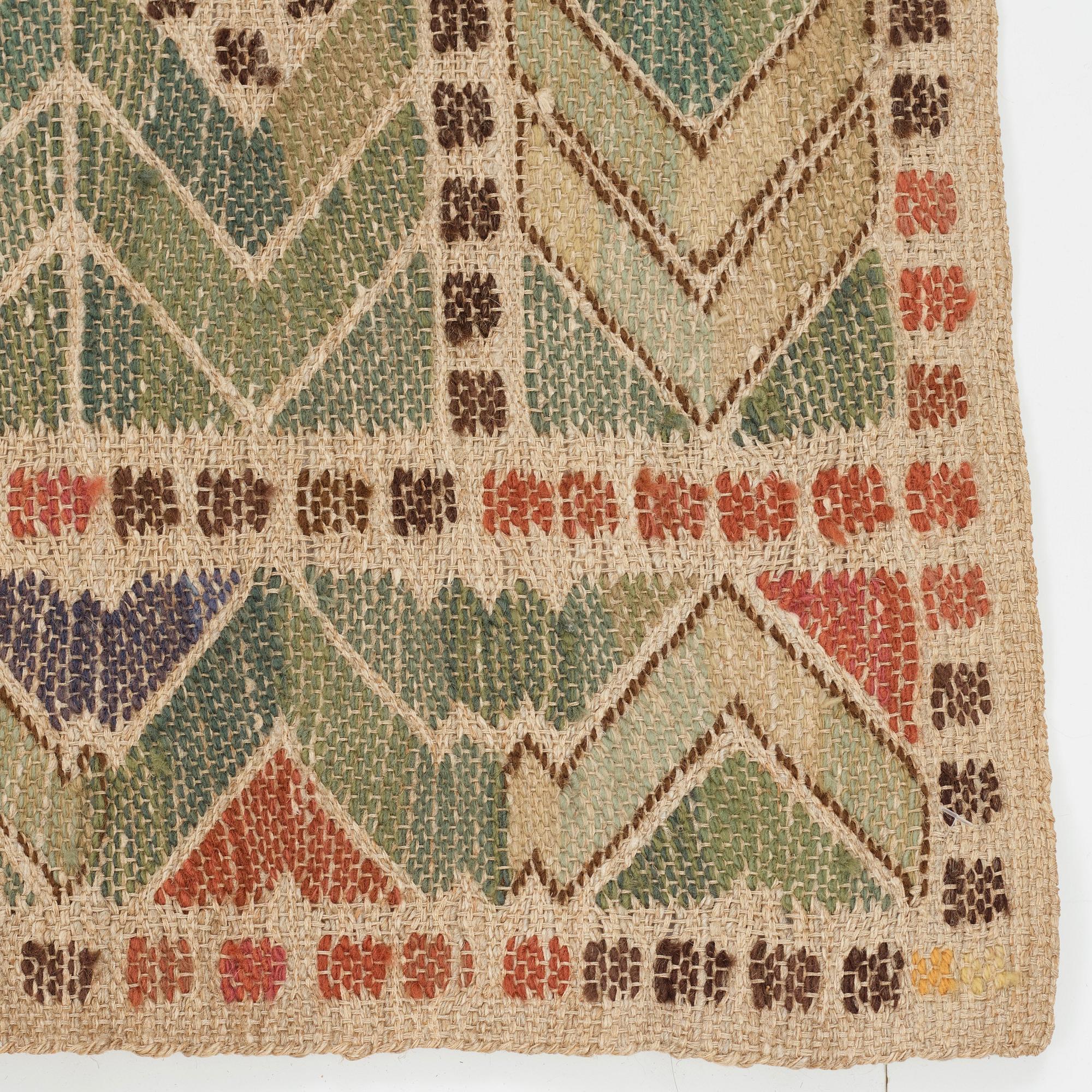 Märta Måås-Fjetterström, Draperi, "Rågen", inplock på linnebotten, 
ca 198 x 135,5 cm, signerat AB MMF.