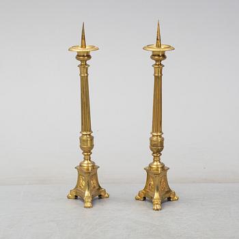 CANDLESTICKS, a pair, brass, late 19th century.