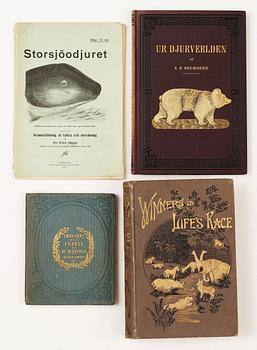 BOKPARTI OM NATURVETENSKAP, 18 vol, bla "Anteckningar angående Jagt och Djurfångst i Swerige" av JL von Greiff, Stockholm 1828.