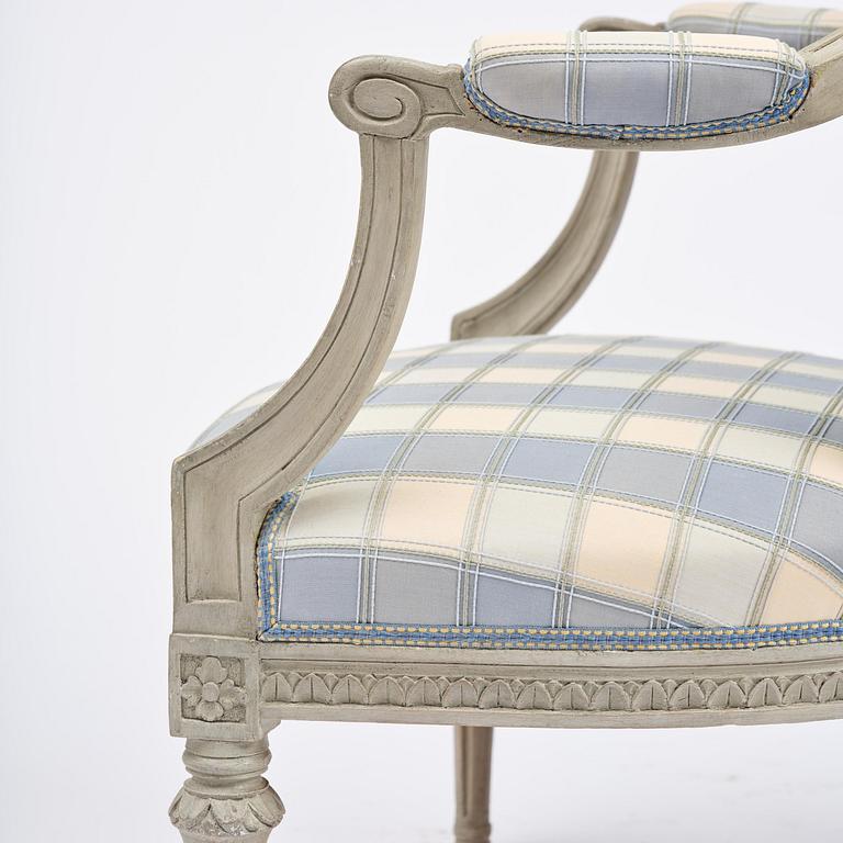 A pair of late Gustavian open armchairs by J. E. Höglander (master in Stockholm 1777-1813).