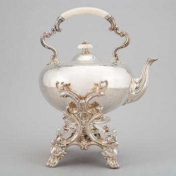 An English 19th century silver warmwater-pot on stand, mark of R&S Garrards, London 1843.