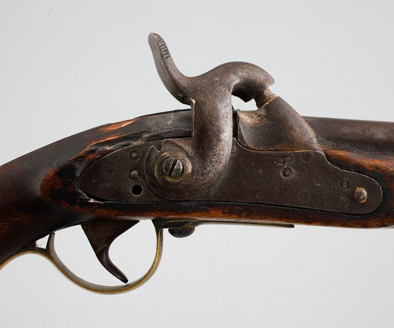 A mid 19th century cap lock gun.