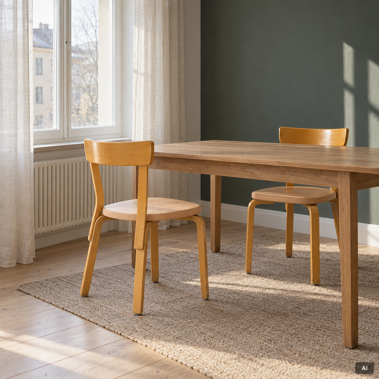 Alvar Aalto, a set of six chairs model 69, Artek, Finland, second half of the 20th century.