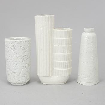 GUNNAR NYLUND, a set of three chamotte vases, Rörstrand.