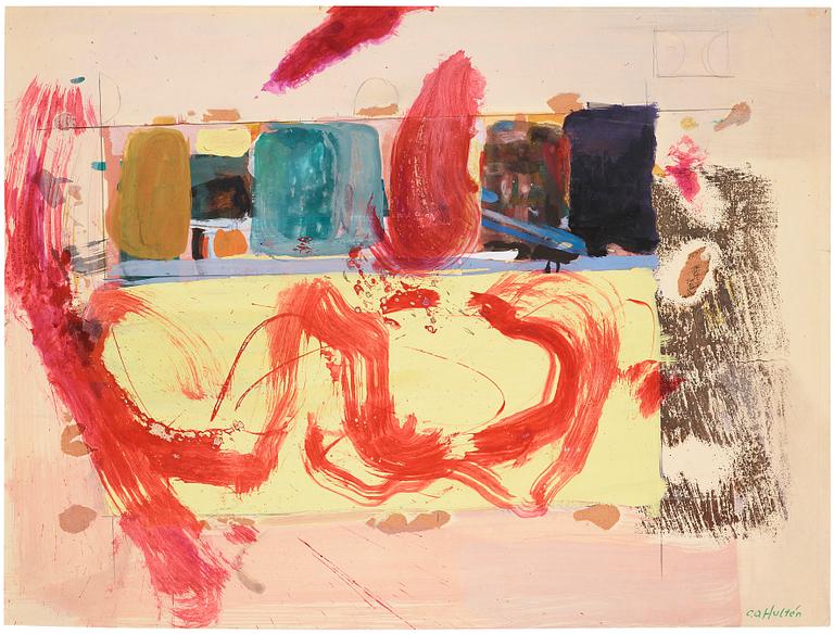 CO Hultén, gouache on cardboard, signed and executed 1961.