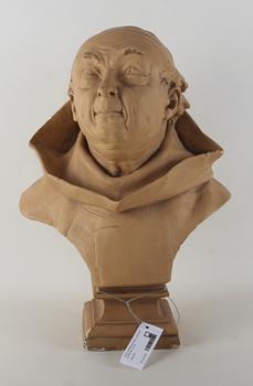 OKÄND KONSTNÄR, skulpturbyst, bemålad gips, bär sign.