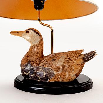 A similar pair of wood and brass table lamps from the later part of the 20th century.