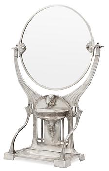 383. A WMF Art Nouveau silver plated pewter mirror, Germany.