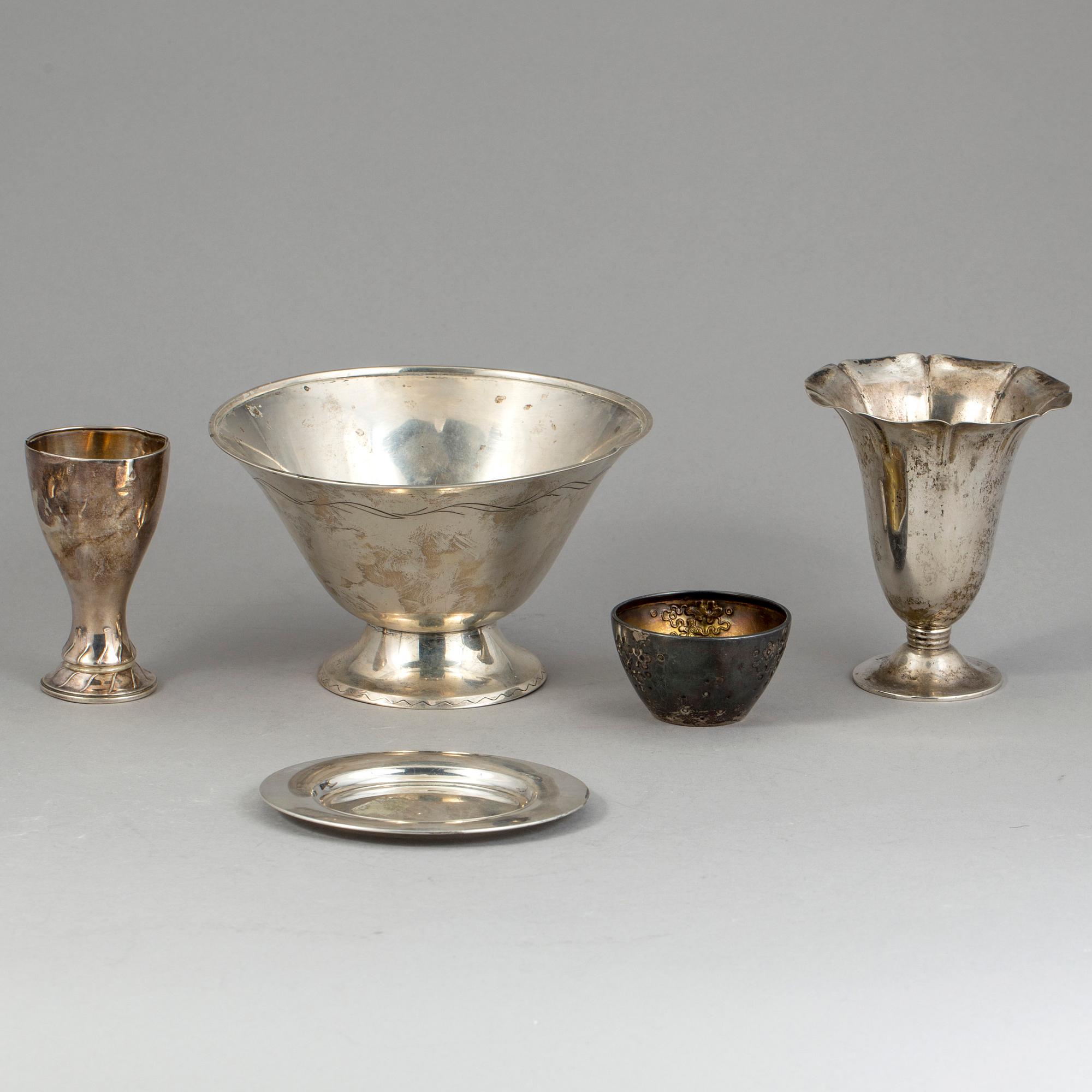 PARTI SILVER, 44 delar, bland annat MGAB, Lidköping, 1959-1967. Total vikt 1152 g.