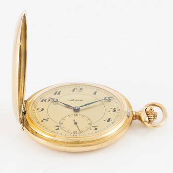 Pocket watch, hunter, 14K gold, Alpina, 51 mm.