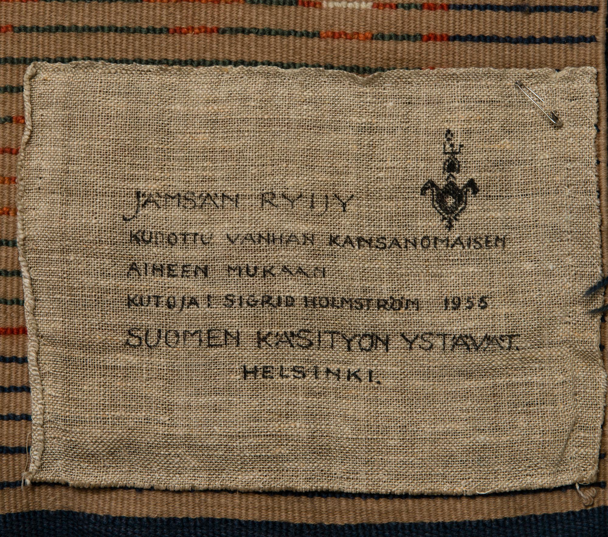 A Finnish long pile ryarug 'Jämsä' model for the Friends of Finnish Handicraft.