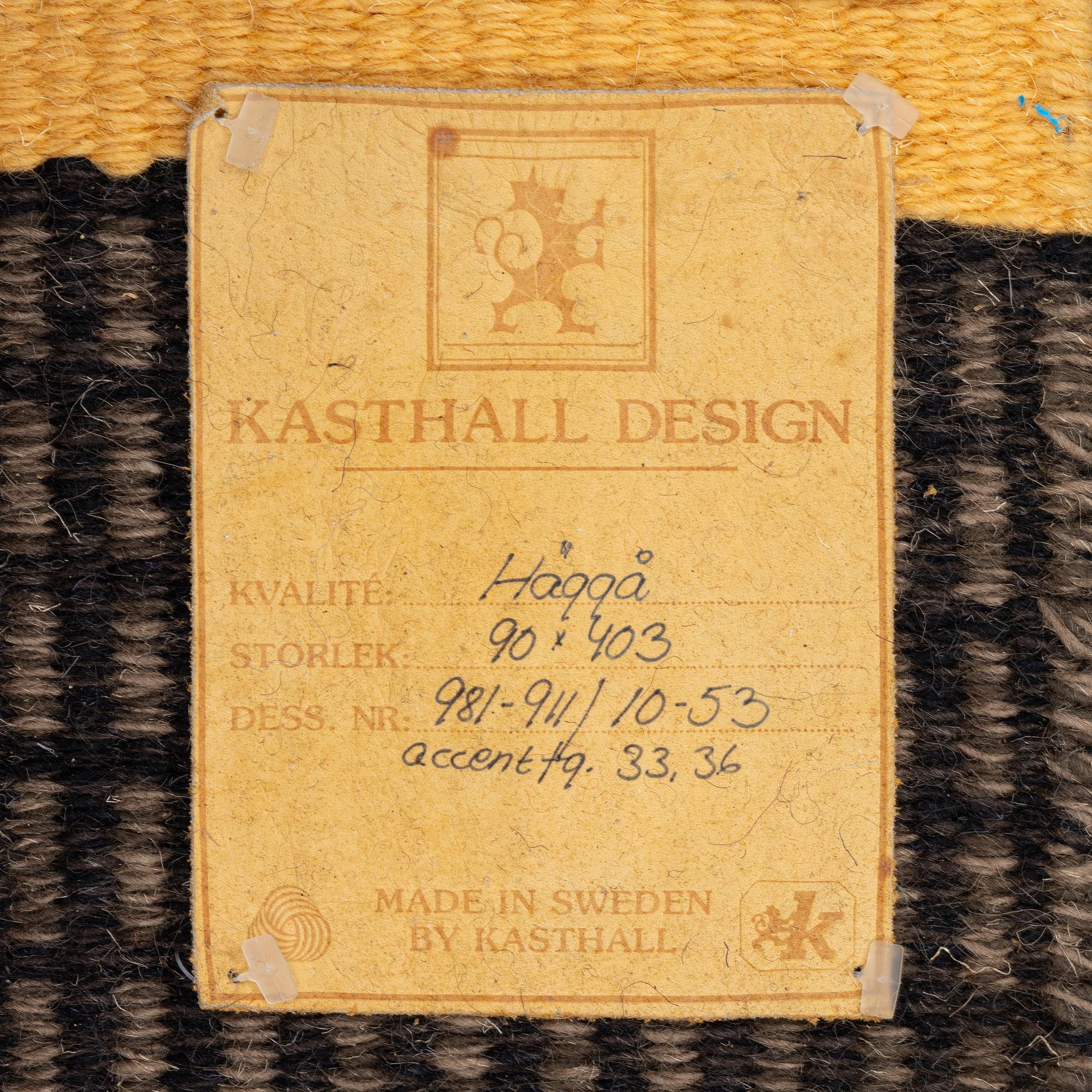 Gunilla Lagerhem Ullberg, rug, "Häggå", Kasthall, approx. 410 x 90 cm.