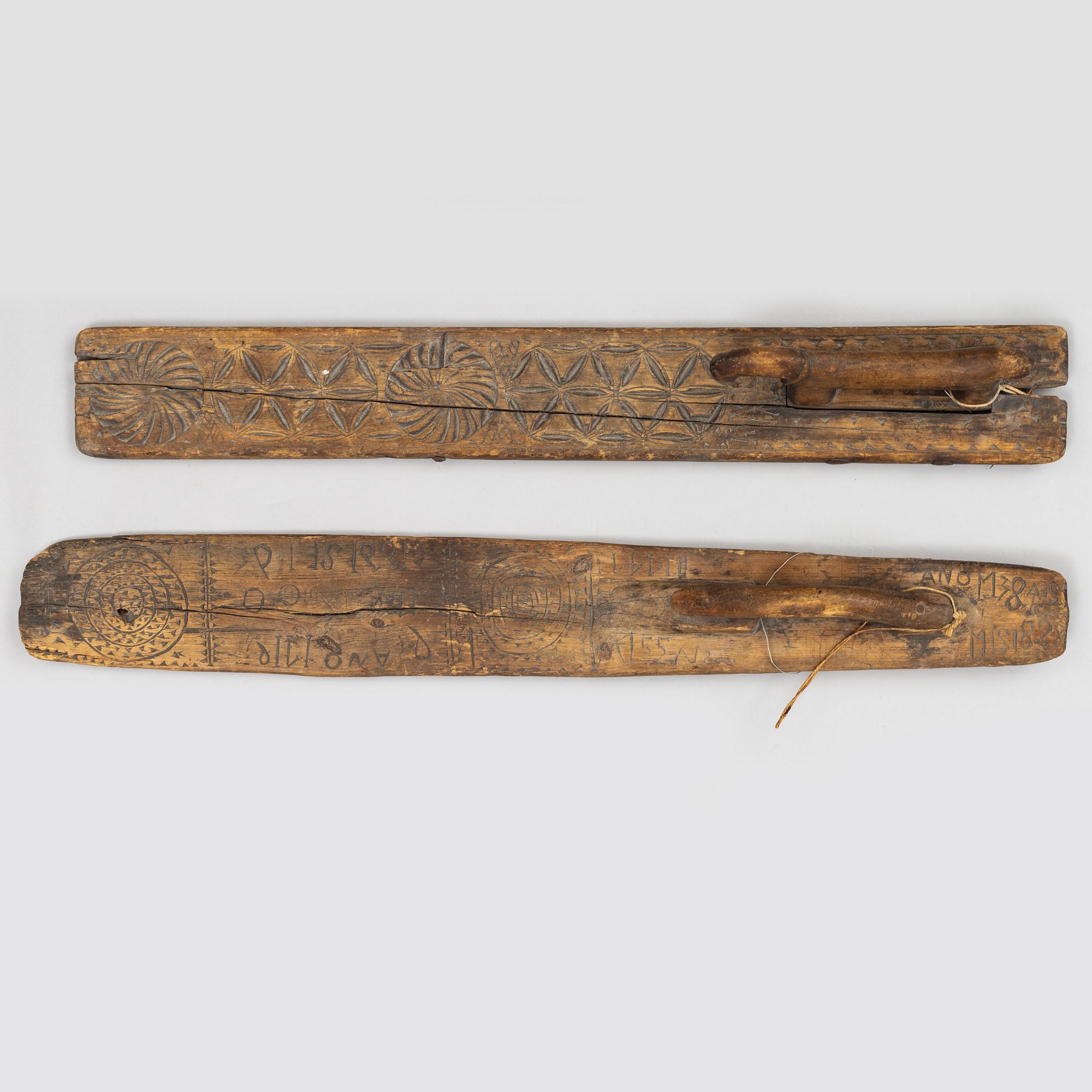 MANGELBRÄDEN, 2 stycken, 1600-tal och 1700-tal.