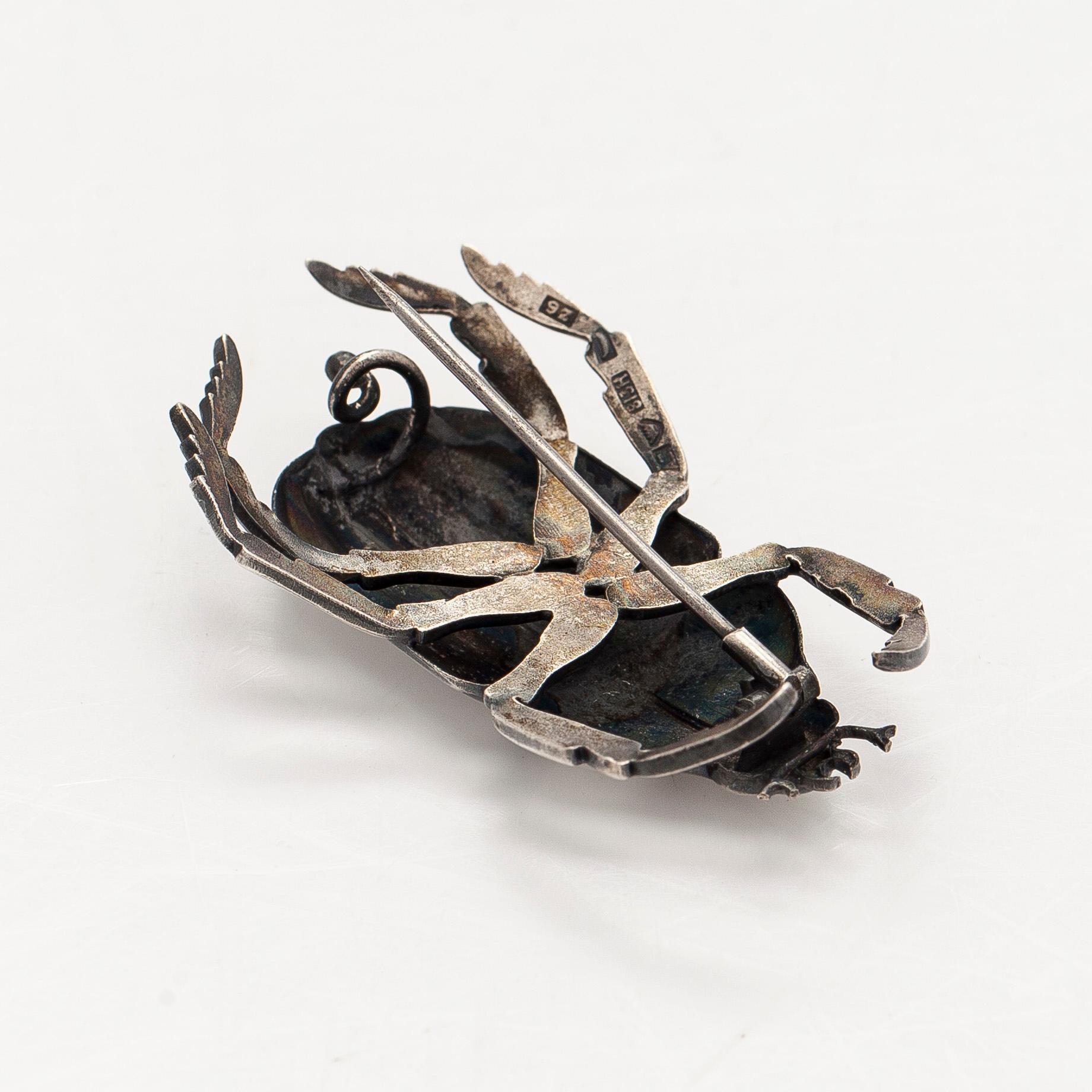 Brooch, beetle, silver, A. Tillander, Helsinki 1953.