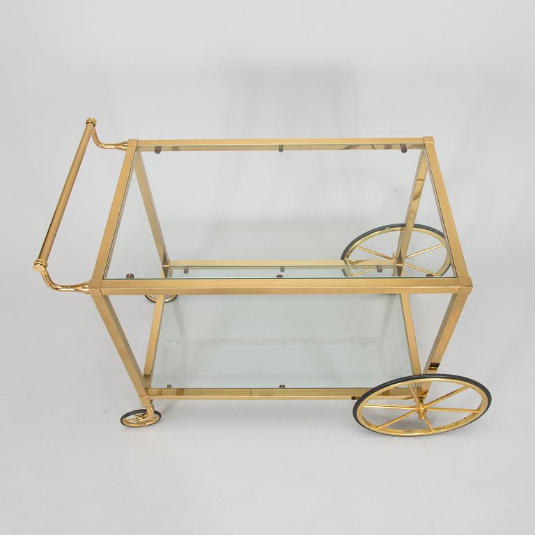 A 1970s brass tea trolley.