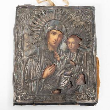 Icon with a silver oklad, Moscow, Russia, 1871.
