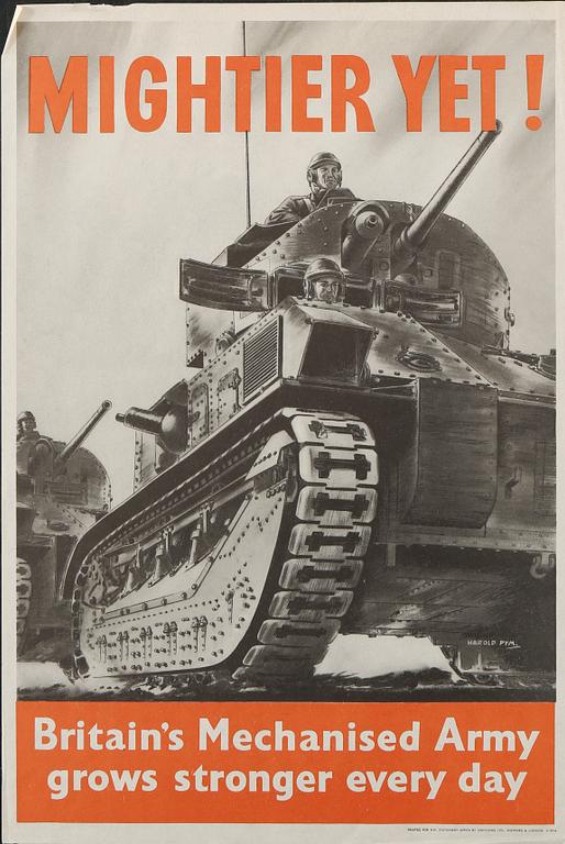 KRIGSAFFISCHER, 7 st, bla Mightier yet!, England 1940-tal.