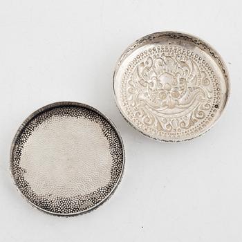 A silver bowl and a box with cover, including Denmark, mid 19th Century.