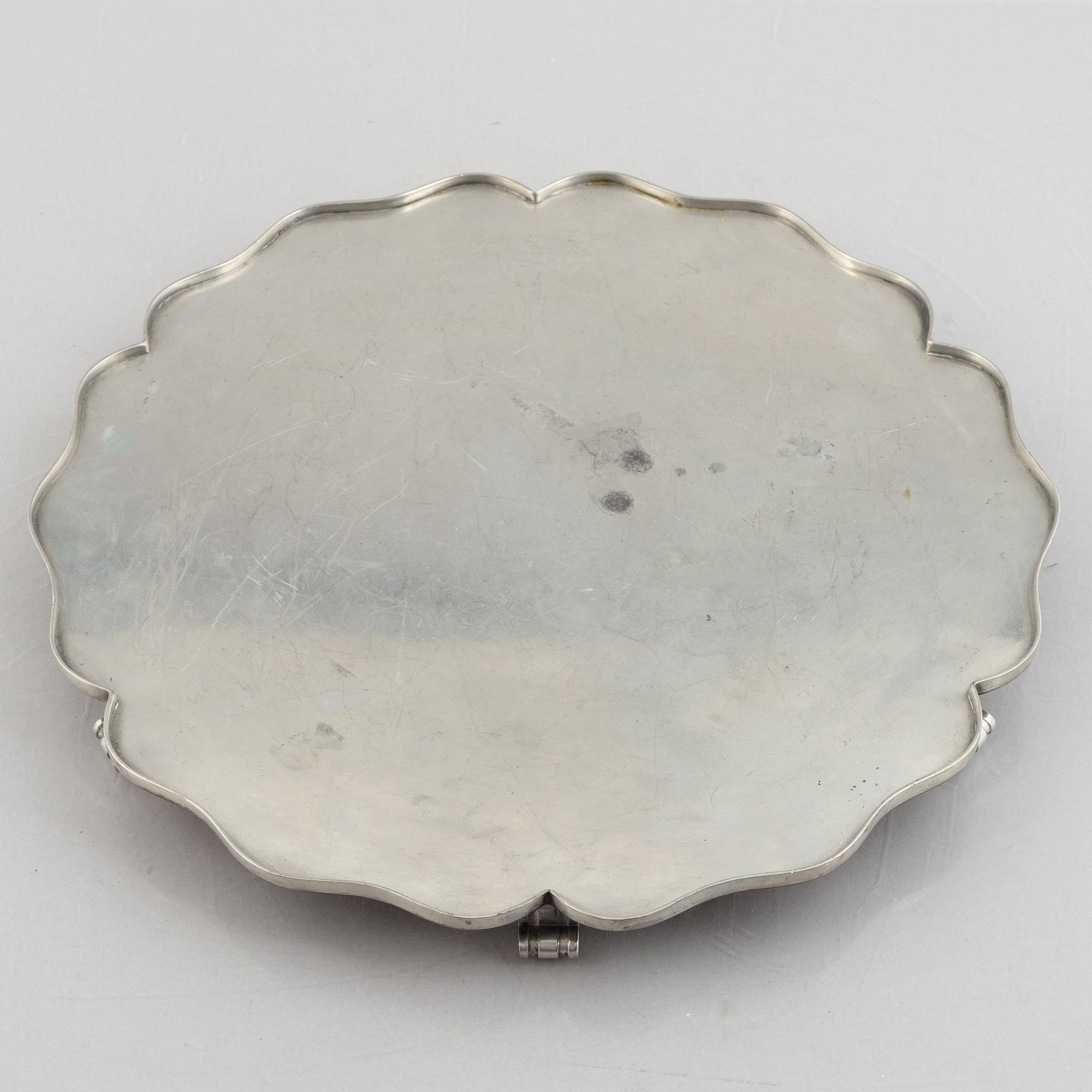 Svenskt Tenn, a pewter and brass centrepiece, unmarked, probably mid 1900s.