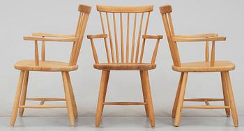 STOLAR, 3 st, "Lilla Åland" Carl Malmsten, Stolab, 1989 och 1990.