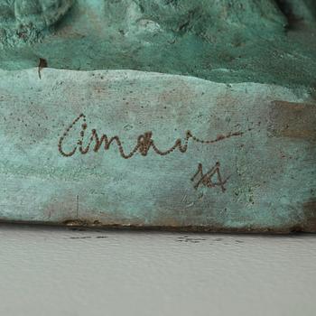 FERNANDEZ ARMAN, signerad Arman, grönpatinerad brons.