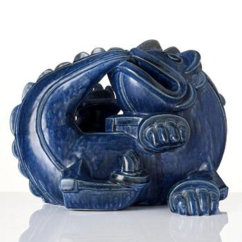 Wilhelm Kåge, a large stoneware sculpture of a dragon puppy, Gustavsberg Studio, Sweden, 1940s.