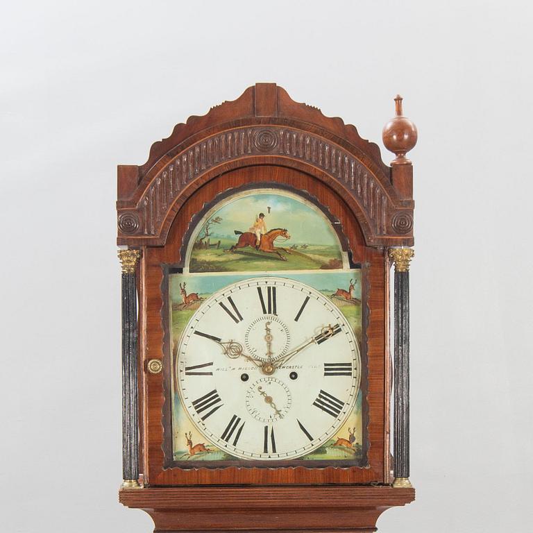 An English W Wilson Newcastle mahogany grand father clock first half of the 19th century.